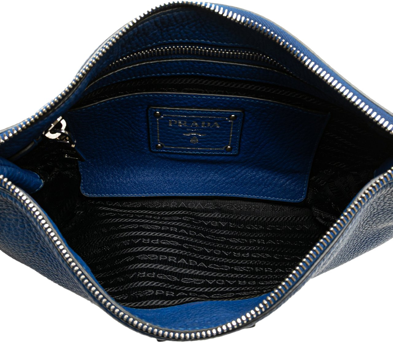 Prada Vitello Daino Crossbody Blauw