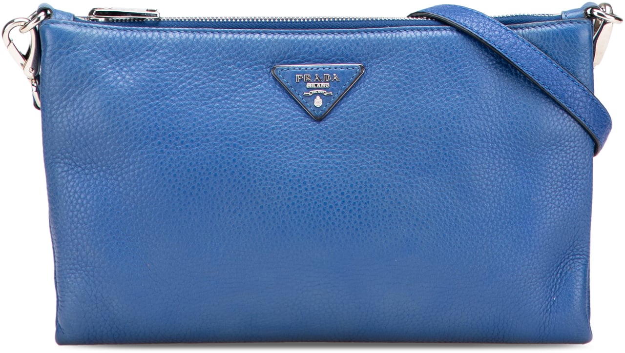 Prada Vitello Daino Crossbody Blauw