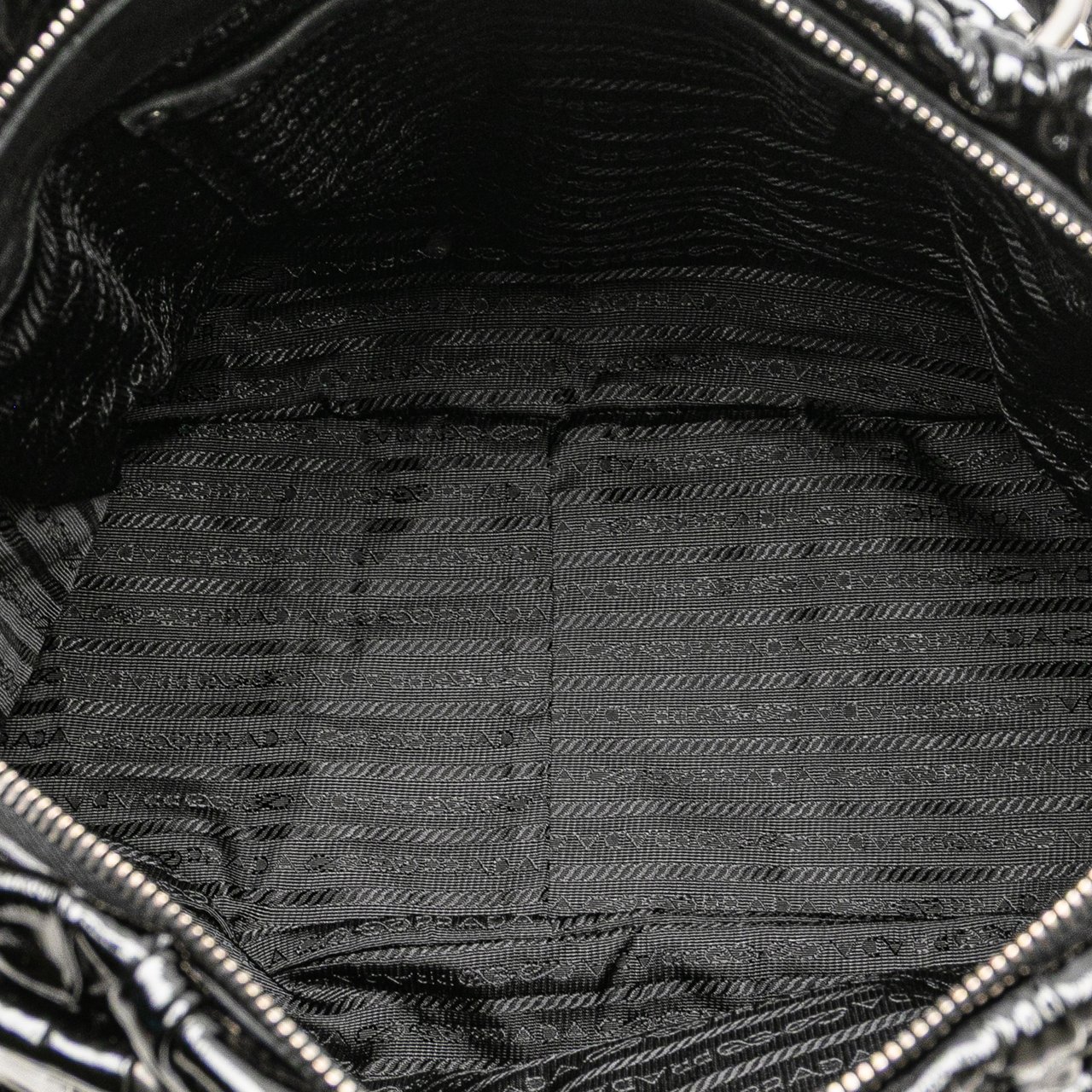 Prada Vernice Gaufre Satchel Zwart