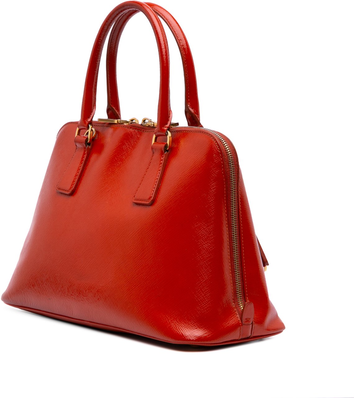 Prada Medium Saffiano Vernice Promenade Satchel Oranje