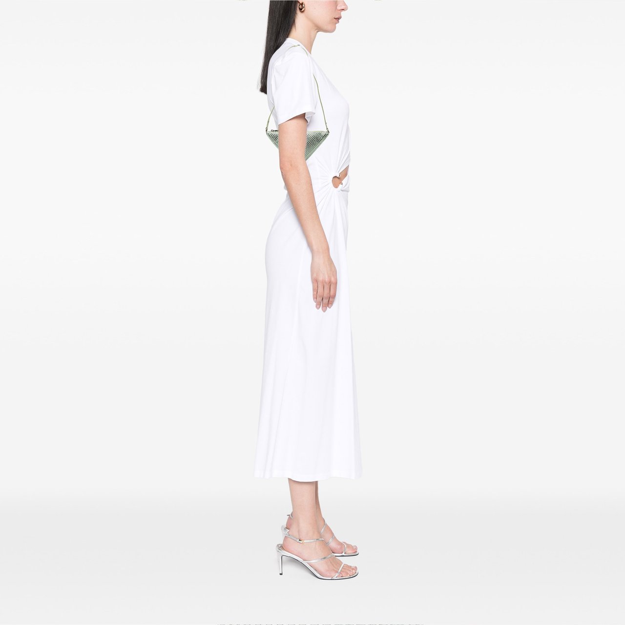 Prada Satin Crystal Embellished Triangle Pouch Groen