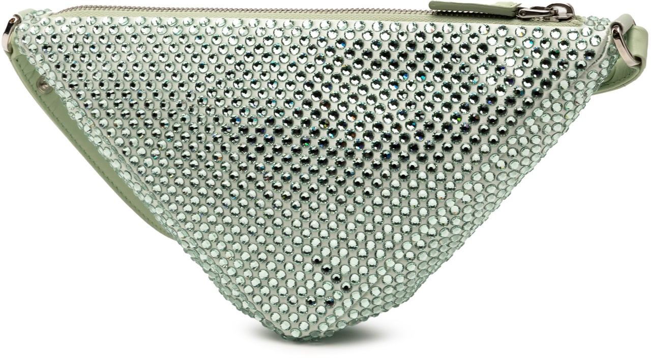 Prada Satin Crystal Embellished Triangle Pouch Groen