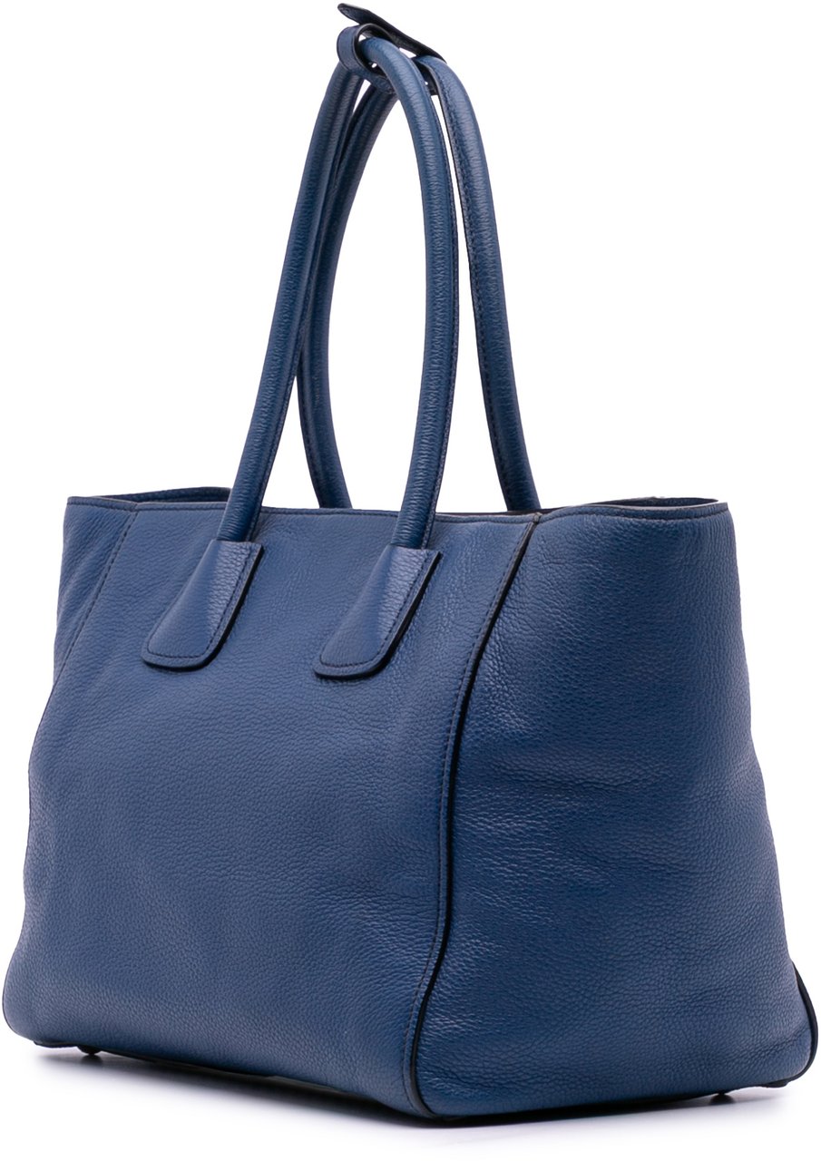 Prada Vitello Phenix Shopping Tote Blauw
