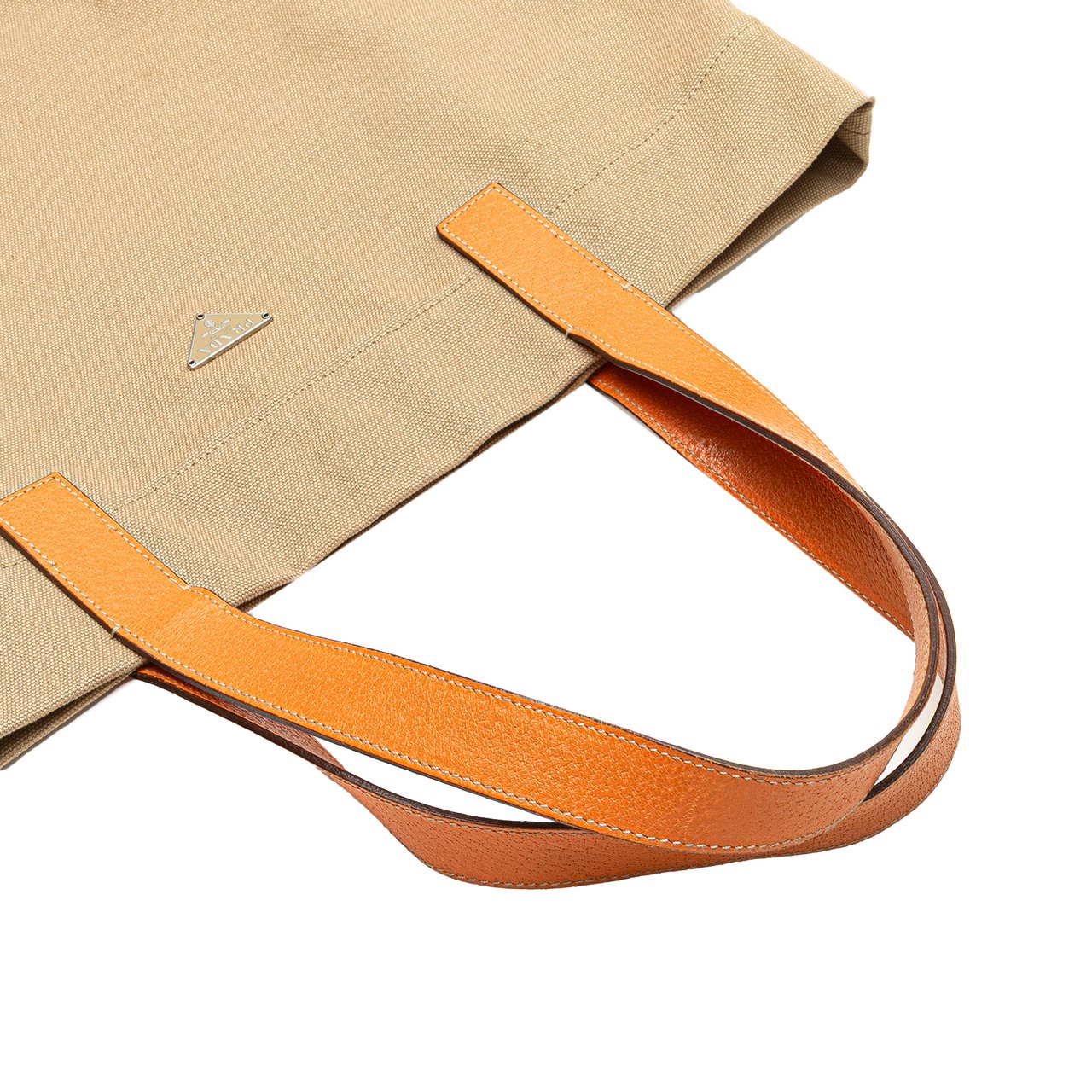 Prada Cinghiale Trimmed Canapa Tote Bruin