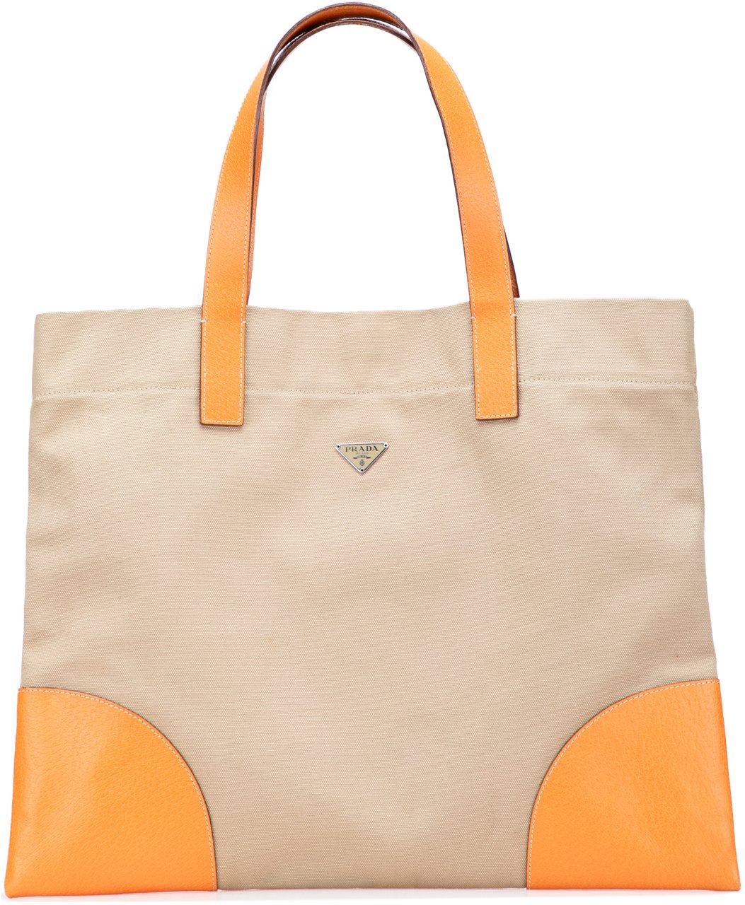 Prada Cinghiale Trimmed Canapa Tote Bruin