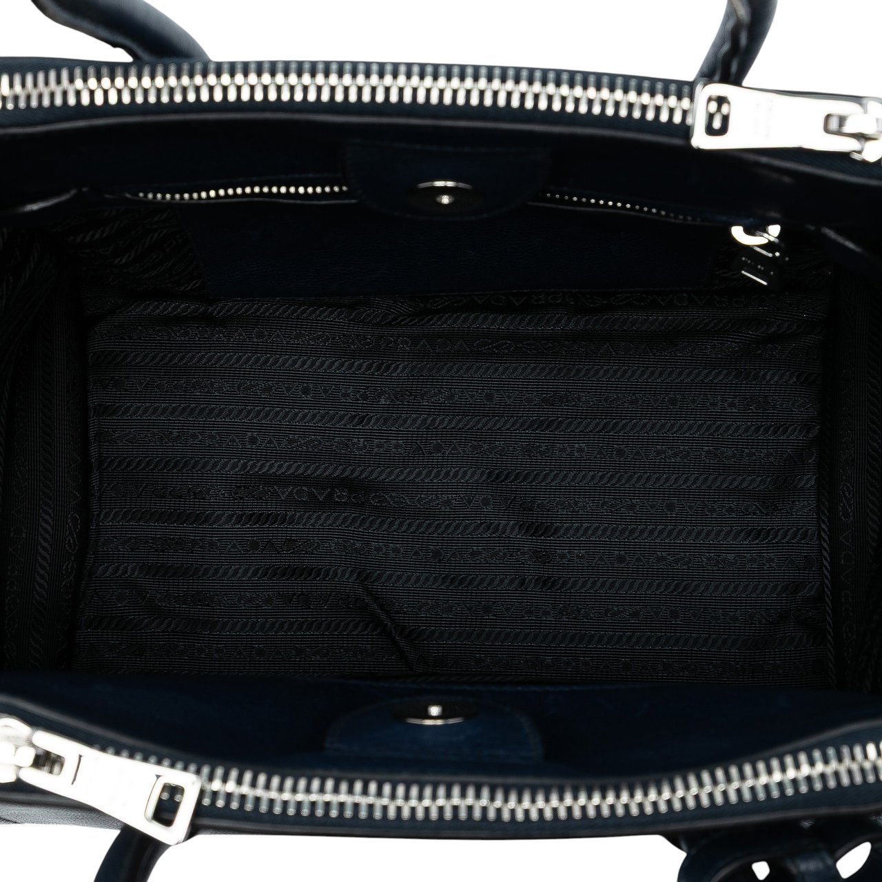 Prada Glace Calf Twin Pocket Satchel Blauw