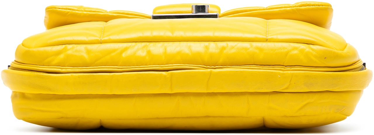 Prada Nappa Bomber Sound Lock Chain Flap Geel