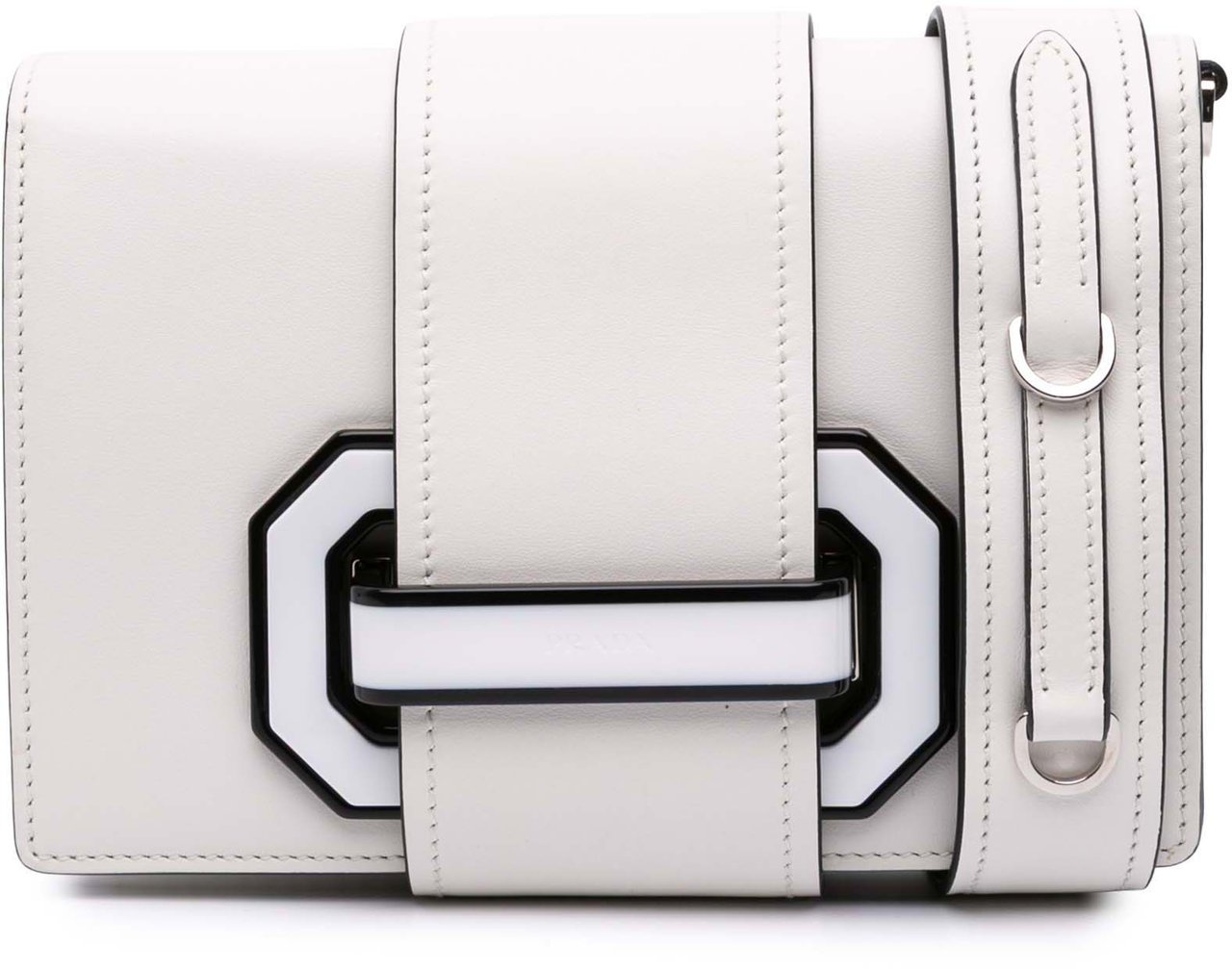 Prada City Calf Plex Ribbon Bag Wit