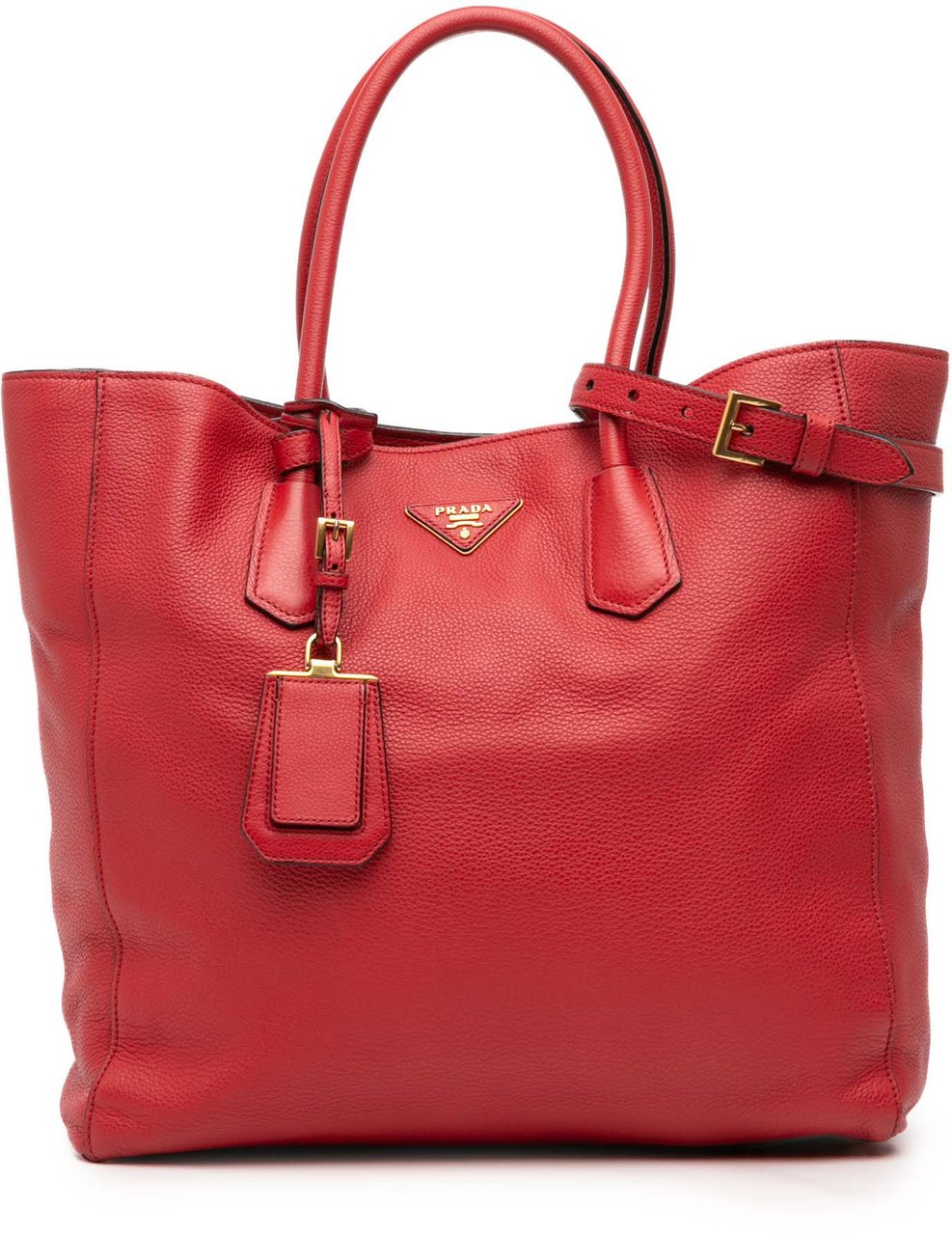 Prada Vitello Daino Open Convertible Tote Rood