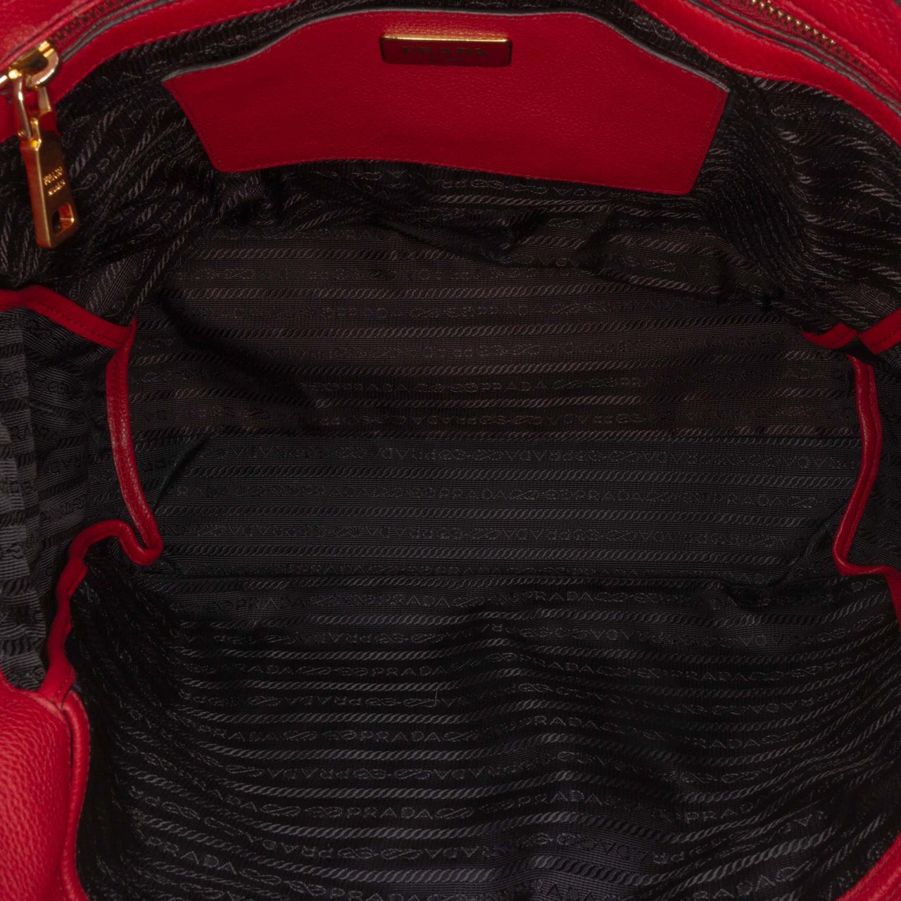 Prada Vitello Daino Open Convertible Tote Rood