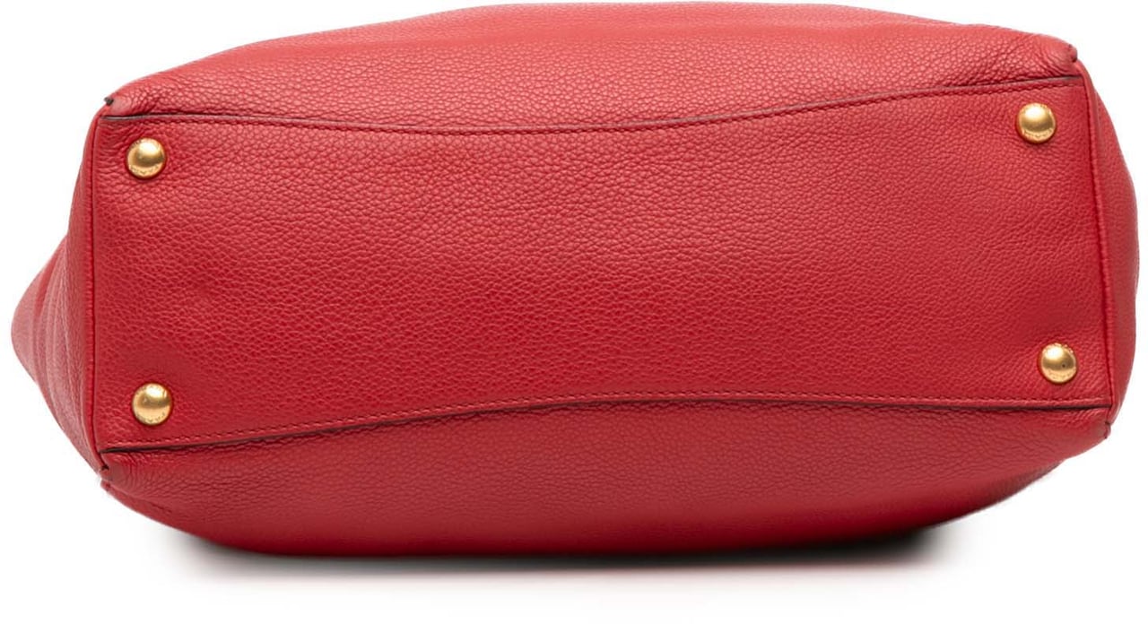 Prada Vitello Daino Open Convertible Tote Rood