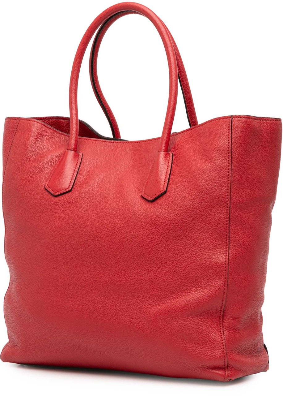 Prada Vitello Daino Open Convertible Tote Rood