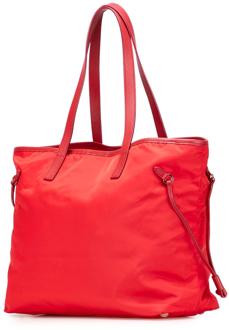 Prada Saffiano Trimmed Tessuto Open Convertible Tote Rood