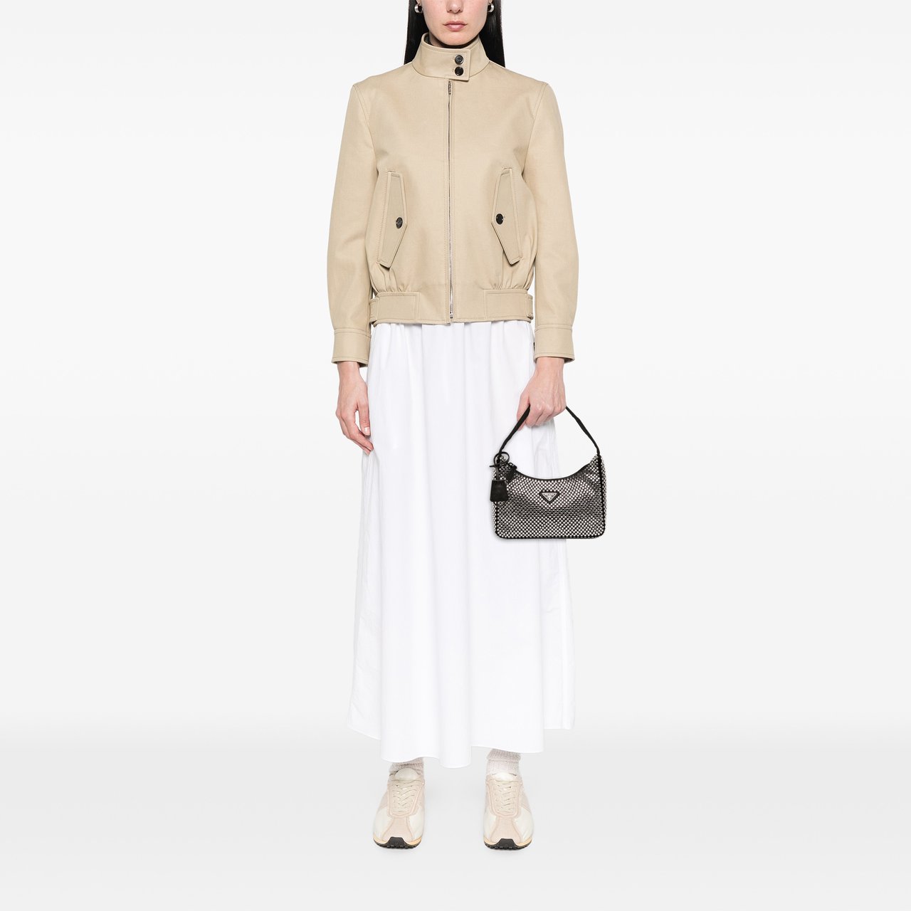 Prada Mini Satin Crystal Re Edition 2000 Shoulder Bag Zwart