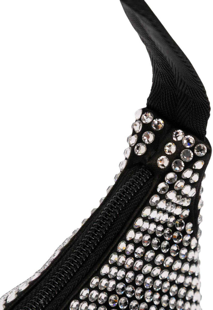 Prada Mini Satin Crystal Re Edition 2000 Shoulder Bag Zwart