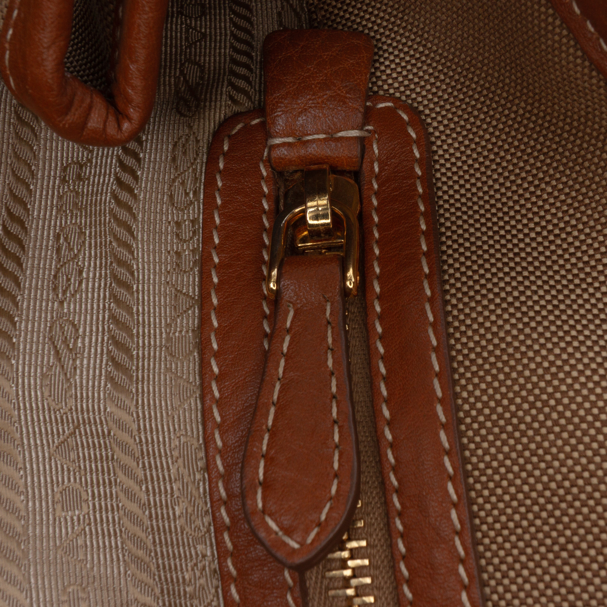 Prada Canvas Canapa Logo Bow Satchel Bruin