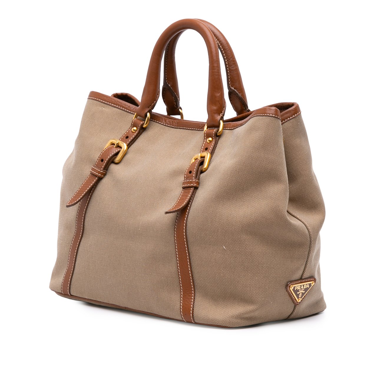 Prada Canvas Canapa Logo Bow Satchel Bruin
