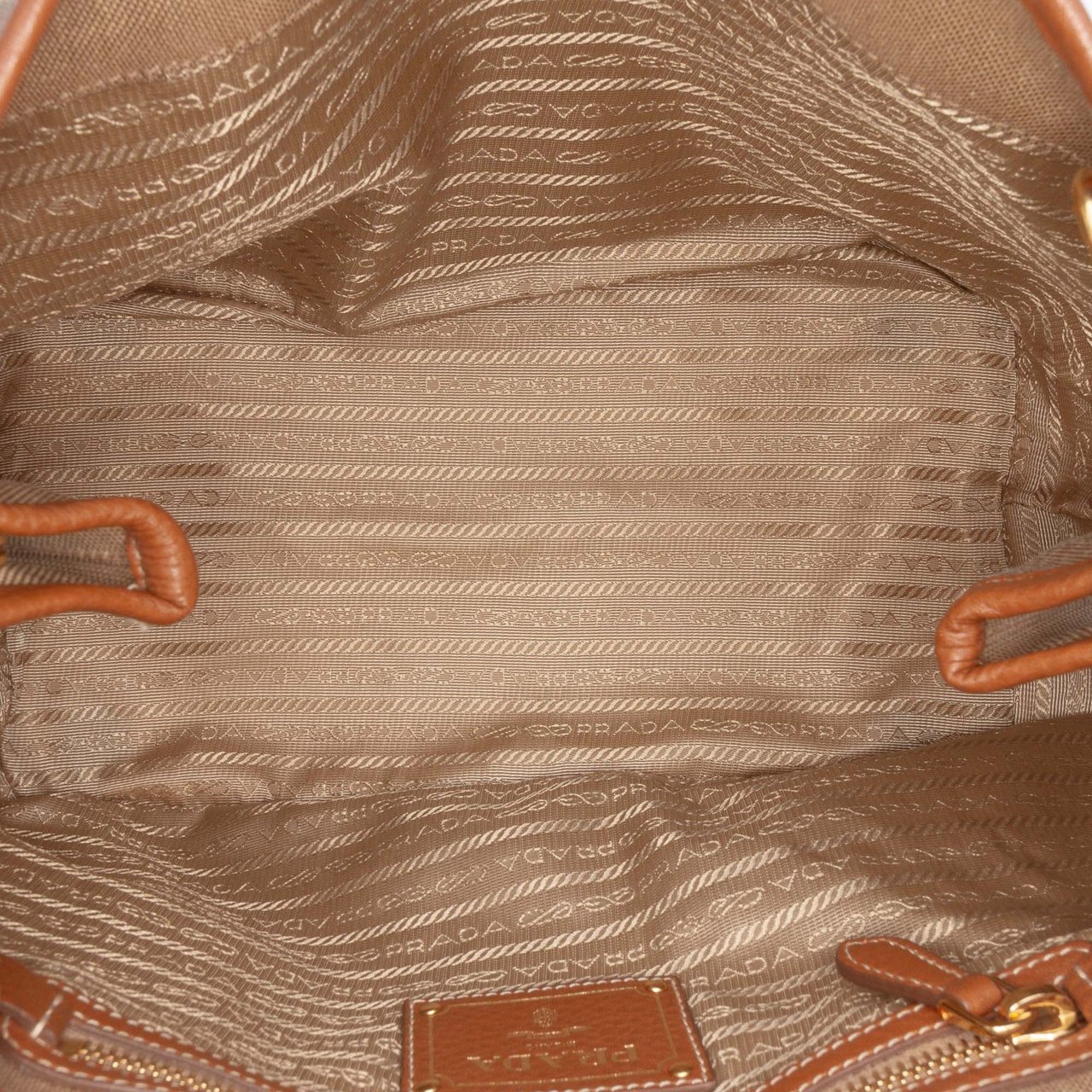 Prada Canvas Canapa Logo Bow Satchel Bruin