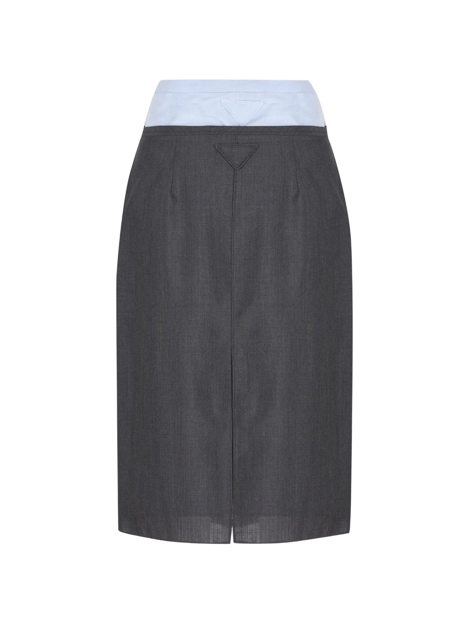 Prada Straight-Silhouette Midi Skirt With Button-Down Closure And Contrasting Waistband Grijs