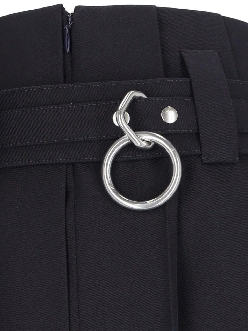 Prada Logo Midi Skirt – Navy Zwart