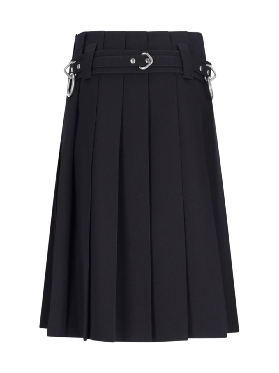 Prada Logo Midi Skirt – Navy Zwart