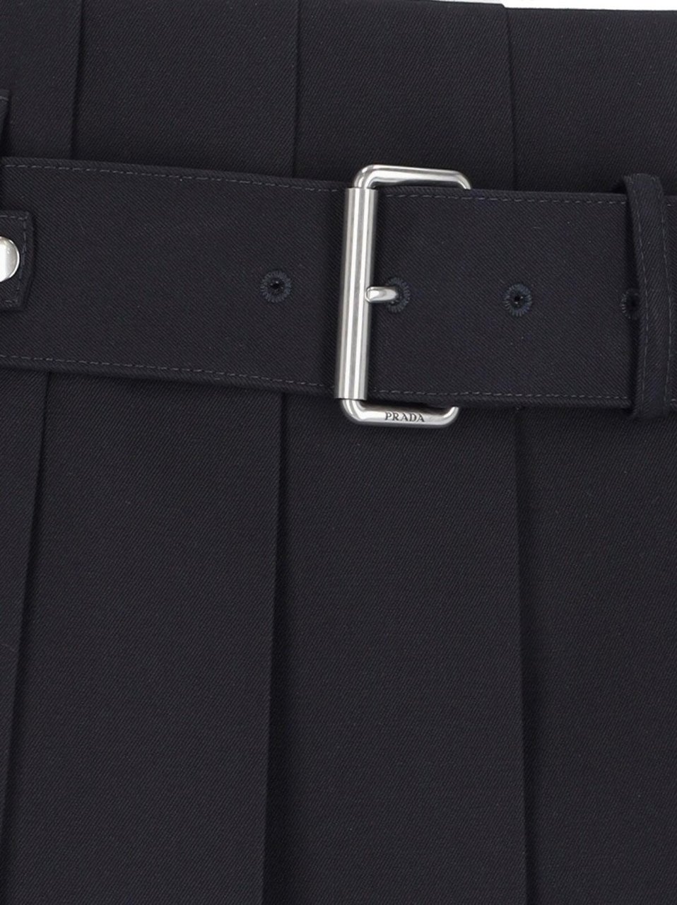 Prada Logo Midi Skirt – Navy Zwart