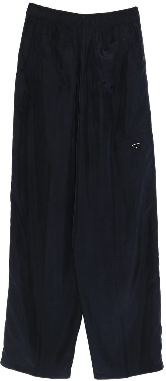 Prada Seta Lavata Relaxed Cropped Pants Zwart