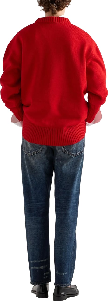 Prada Vibrant Red Relaxed-Fit Knit Sweater Rood