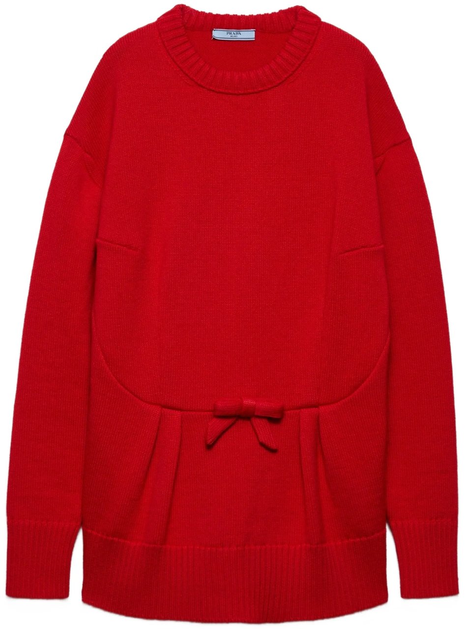 Prada Vibrant Red Relaxed-Fit Knit Sweater Rood
