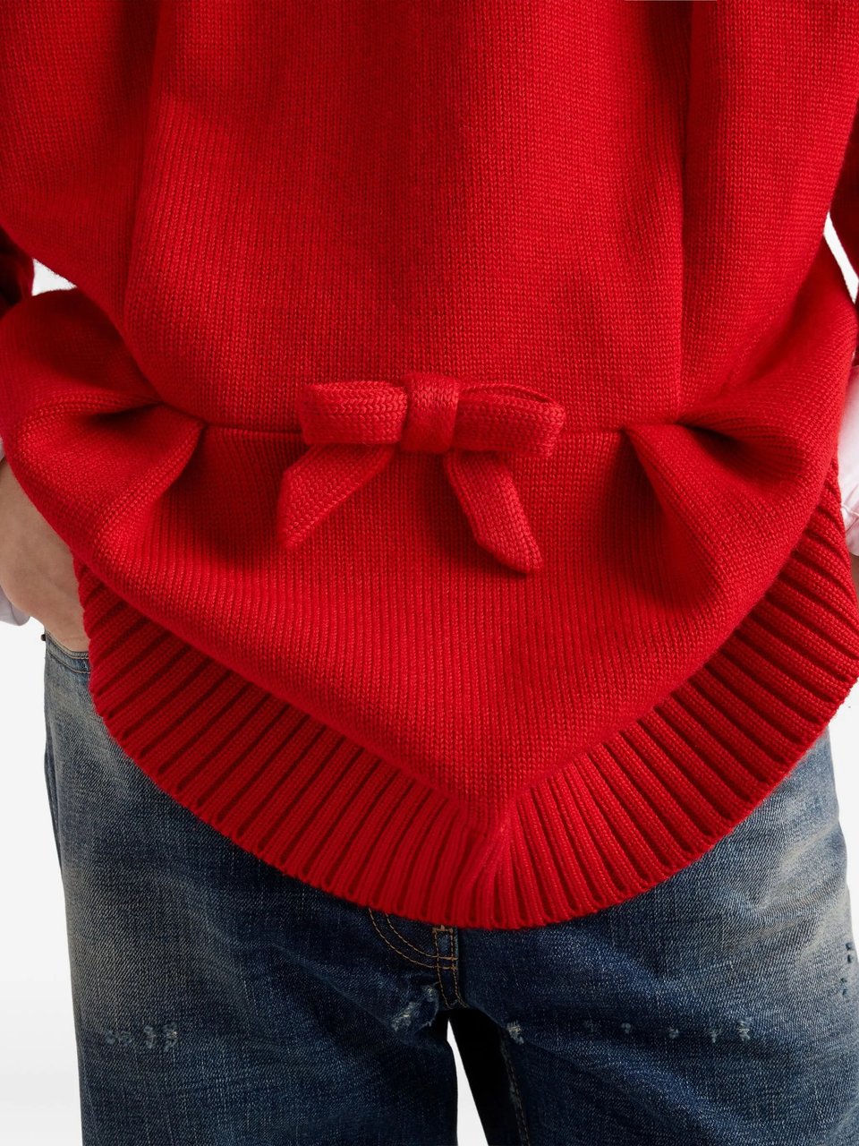 Prada Vibrant Red Relaxed-Fit Knit Sweater Rood