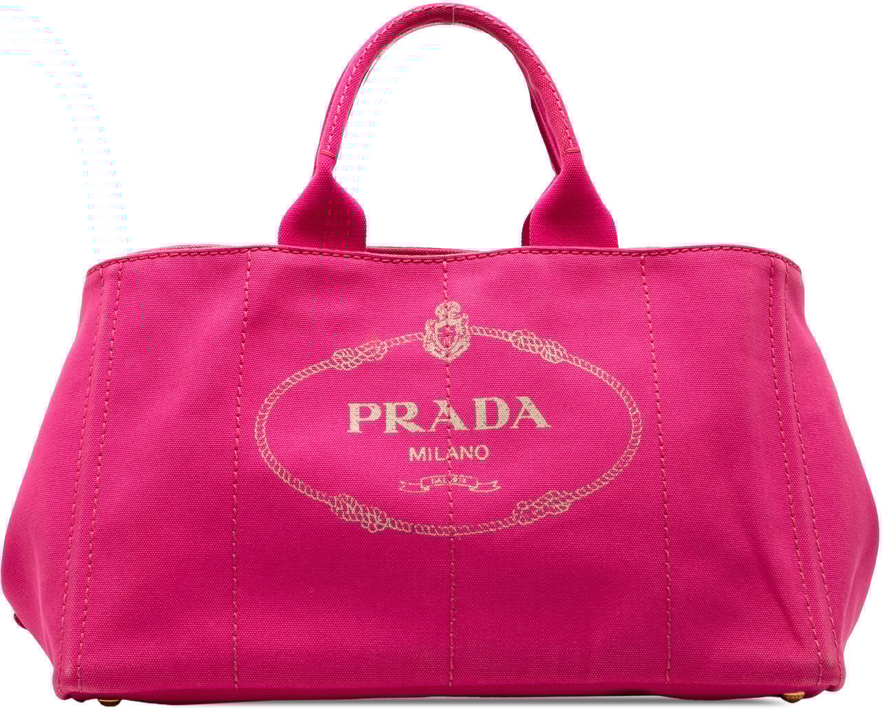 Prada Large Canvas Canapa Logo Satchel Roze