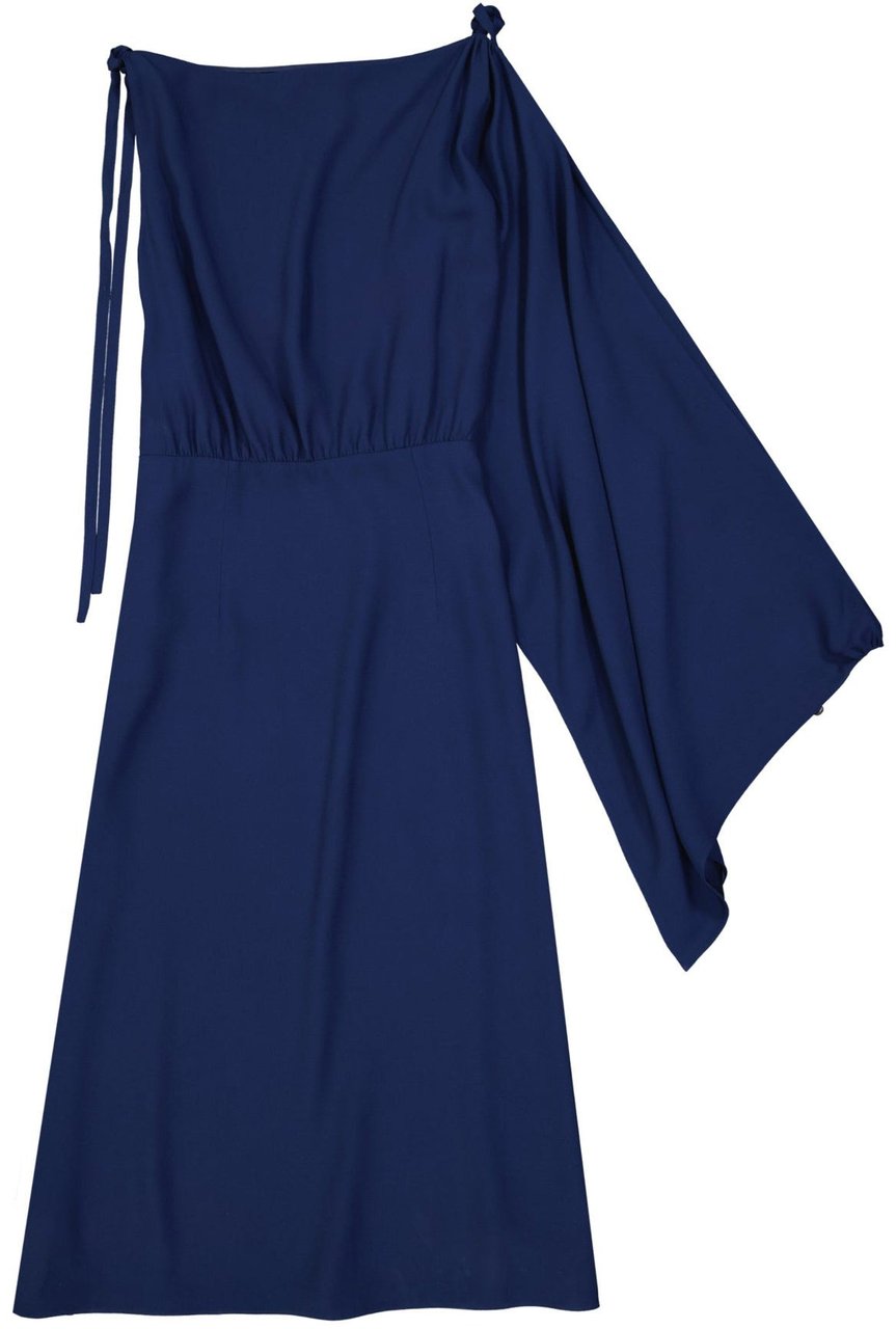 Prada Prada Flared One Sleeve Midi Dress Blauw