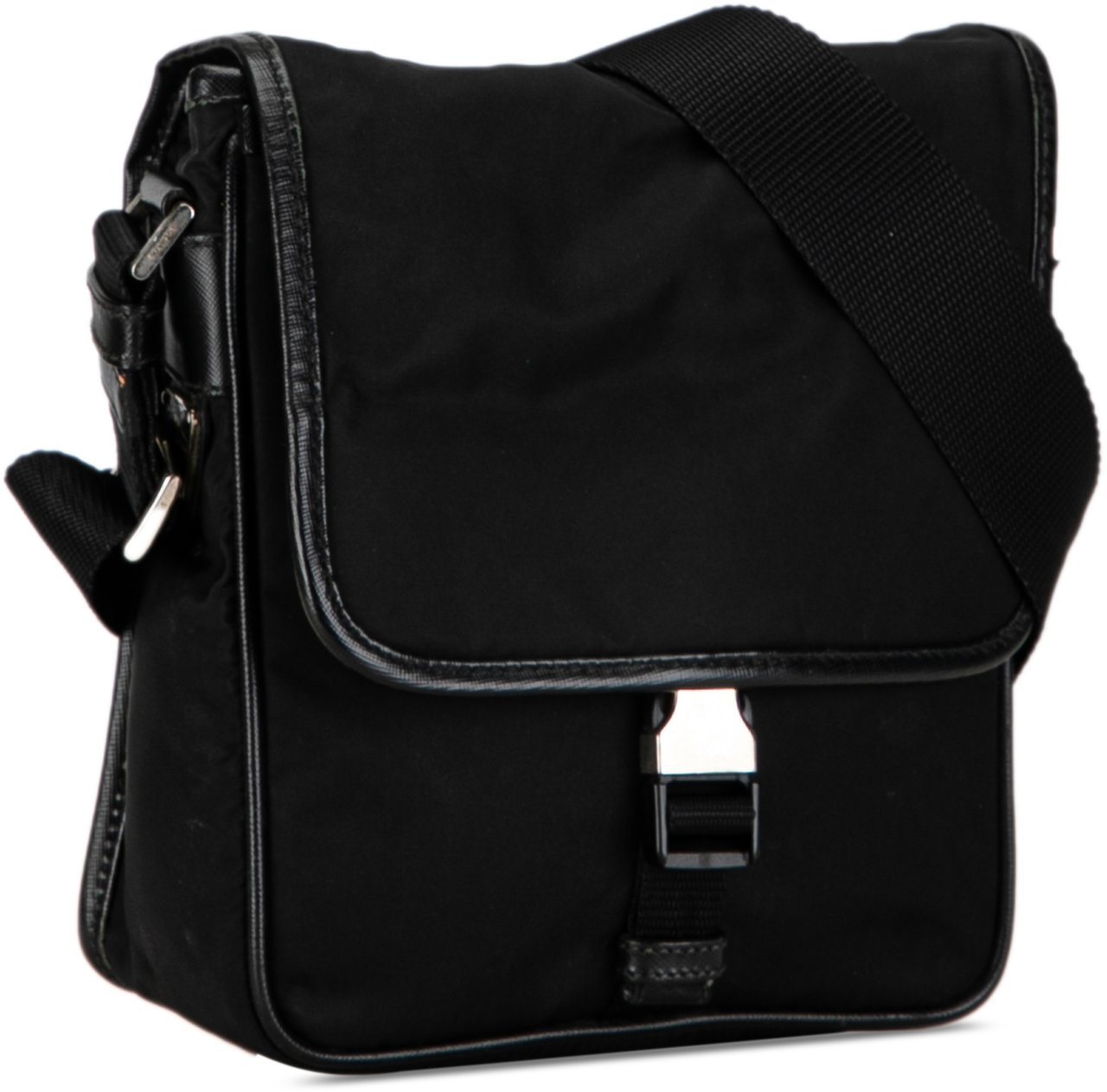 Prada Tessuto Buckle Messenger Bag Zwart