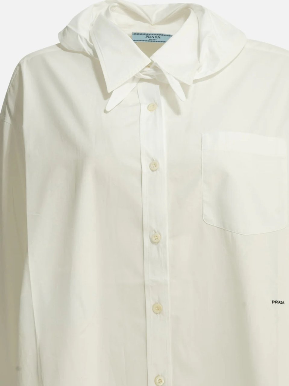 Prada Button-Down Shirt With Pointed Collar And Subtle Stripe Cuffs Wit