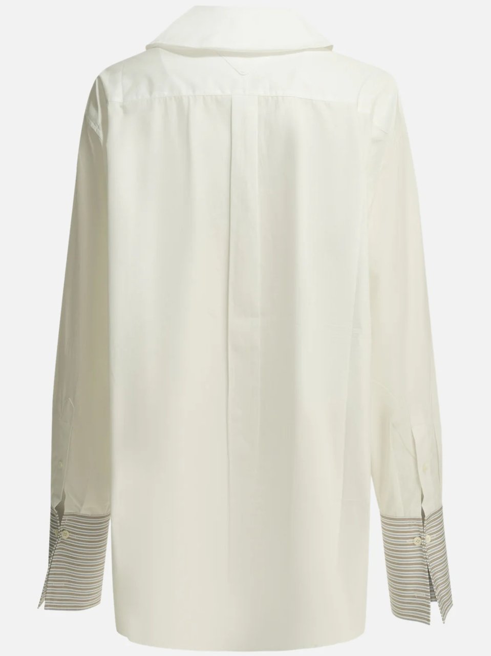 Prada Button-Down Shirt With Pointed Collar And Subtle Stripe Cuffs Wit