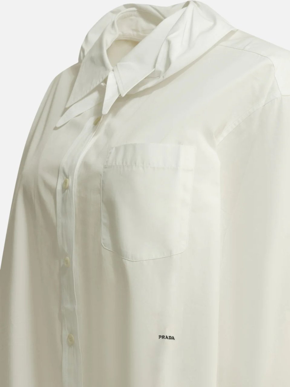 Prada Button-Down Shirt With Pointed Collar And Subtle Stripe Cuffs Wit