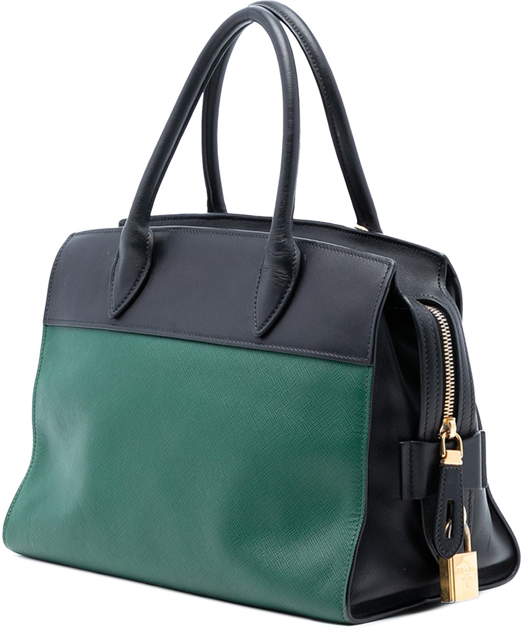 Prada Saffiano and City Calf Esplanade Satchel Groen