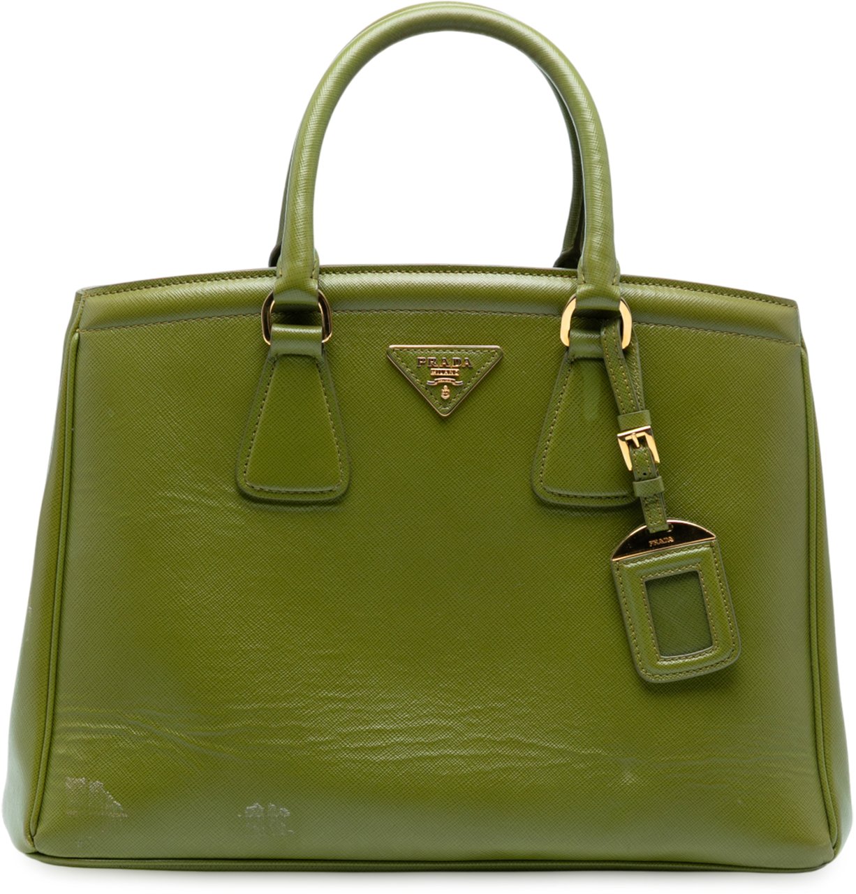 Prada Saffiano Vernice Parabole Tote Groen
