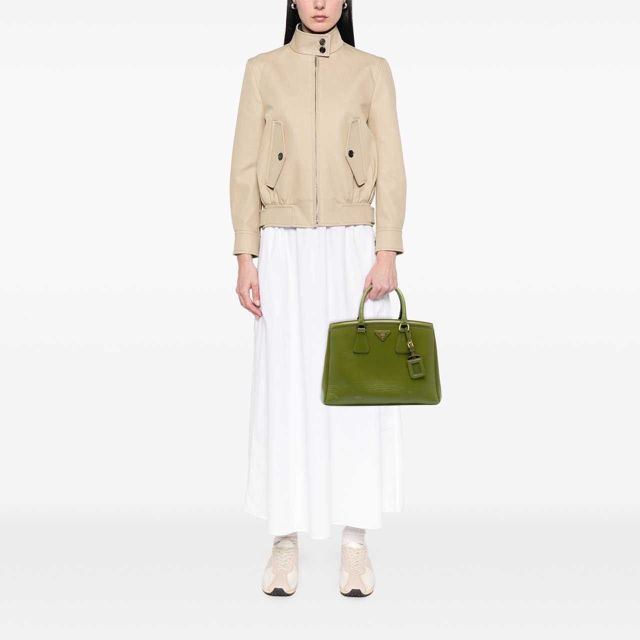 Prada Saffiano Vernice Parabole Tote Groen