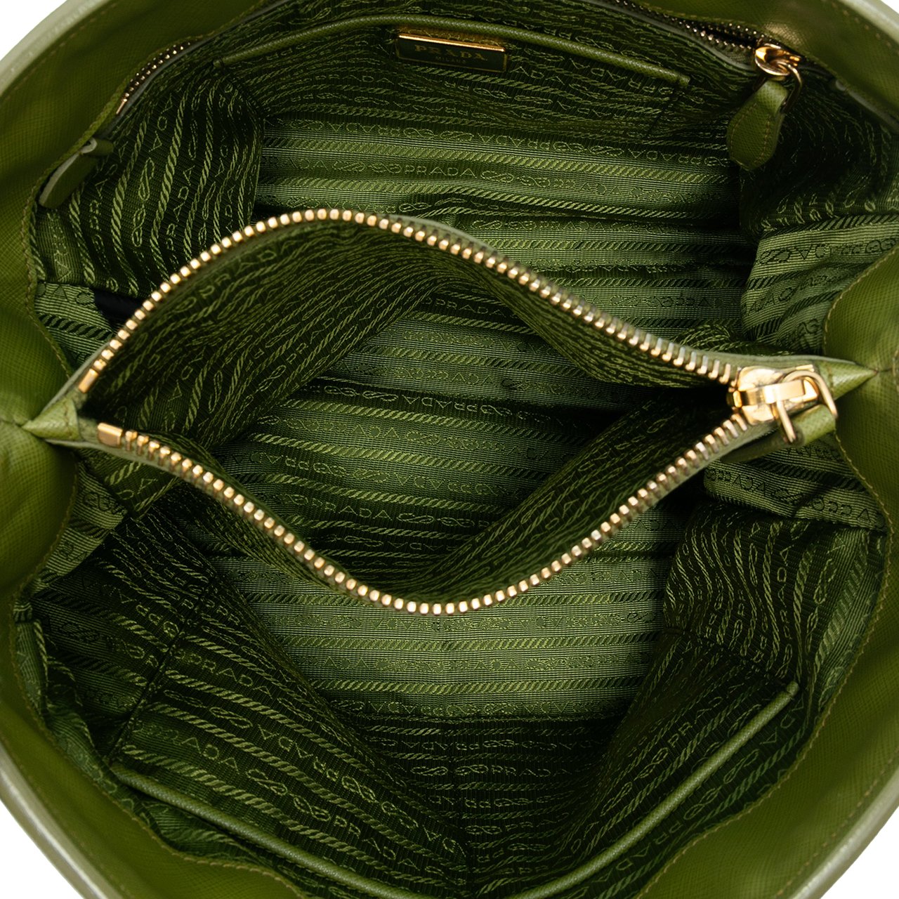 Prada Saffiano Vernice Parabole Tote Groen