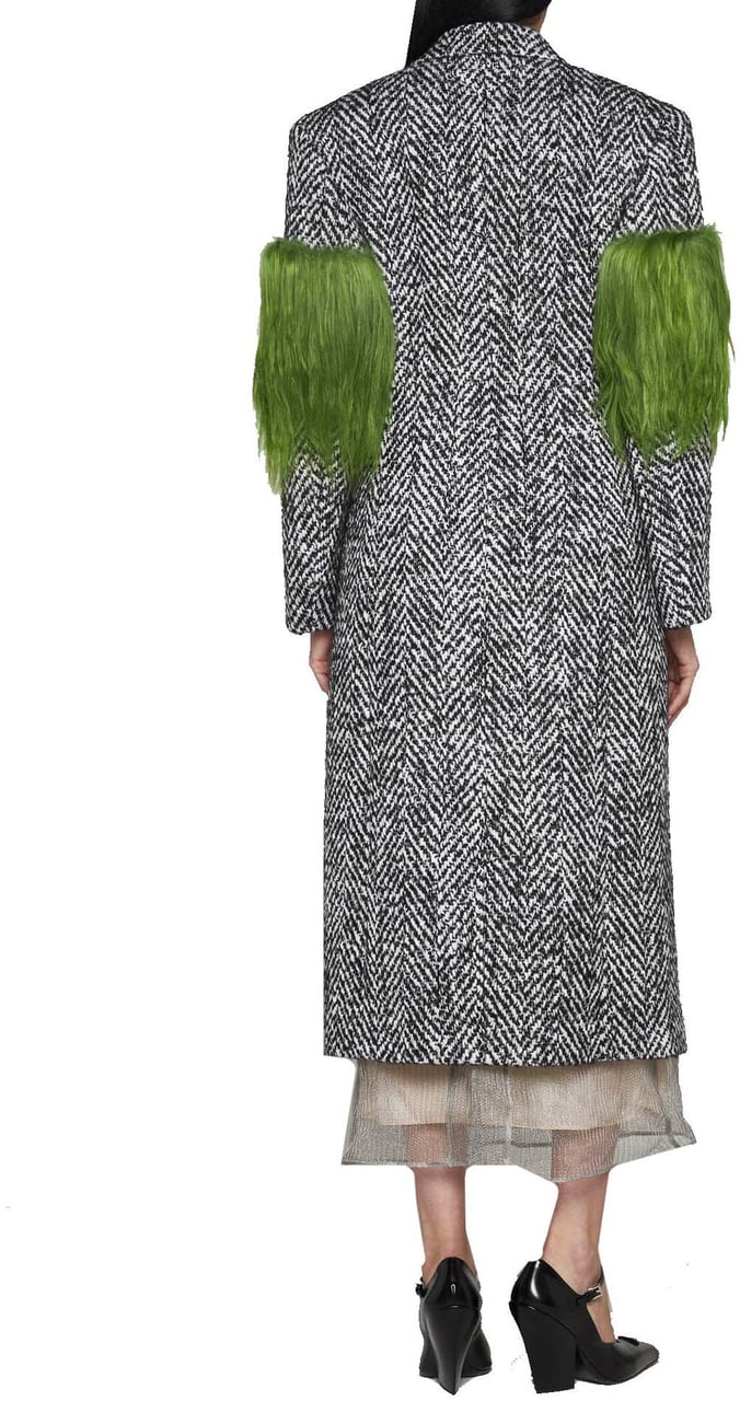 Prada Herringbone Wool Coat Grijs
