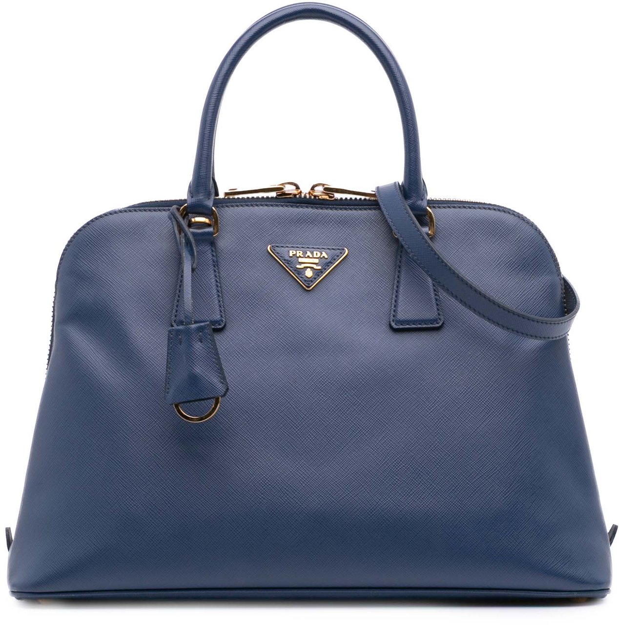 Prada Medium Saffiano Lux Promenade Satchel Blauw
