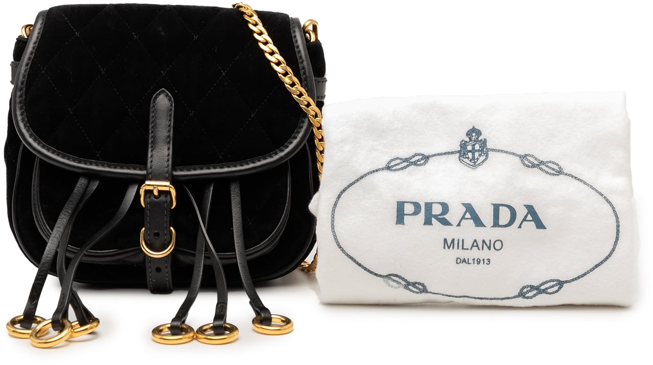 Prada Impuntu Velluto Corsaire Crossbody Zwart