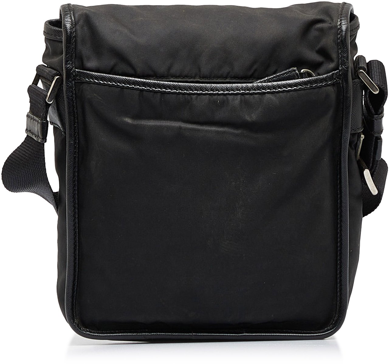 Prada Tessuto Buckle Messenger Bag Zwart