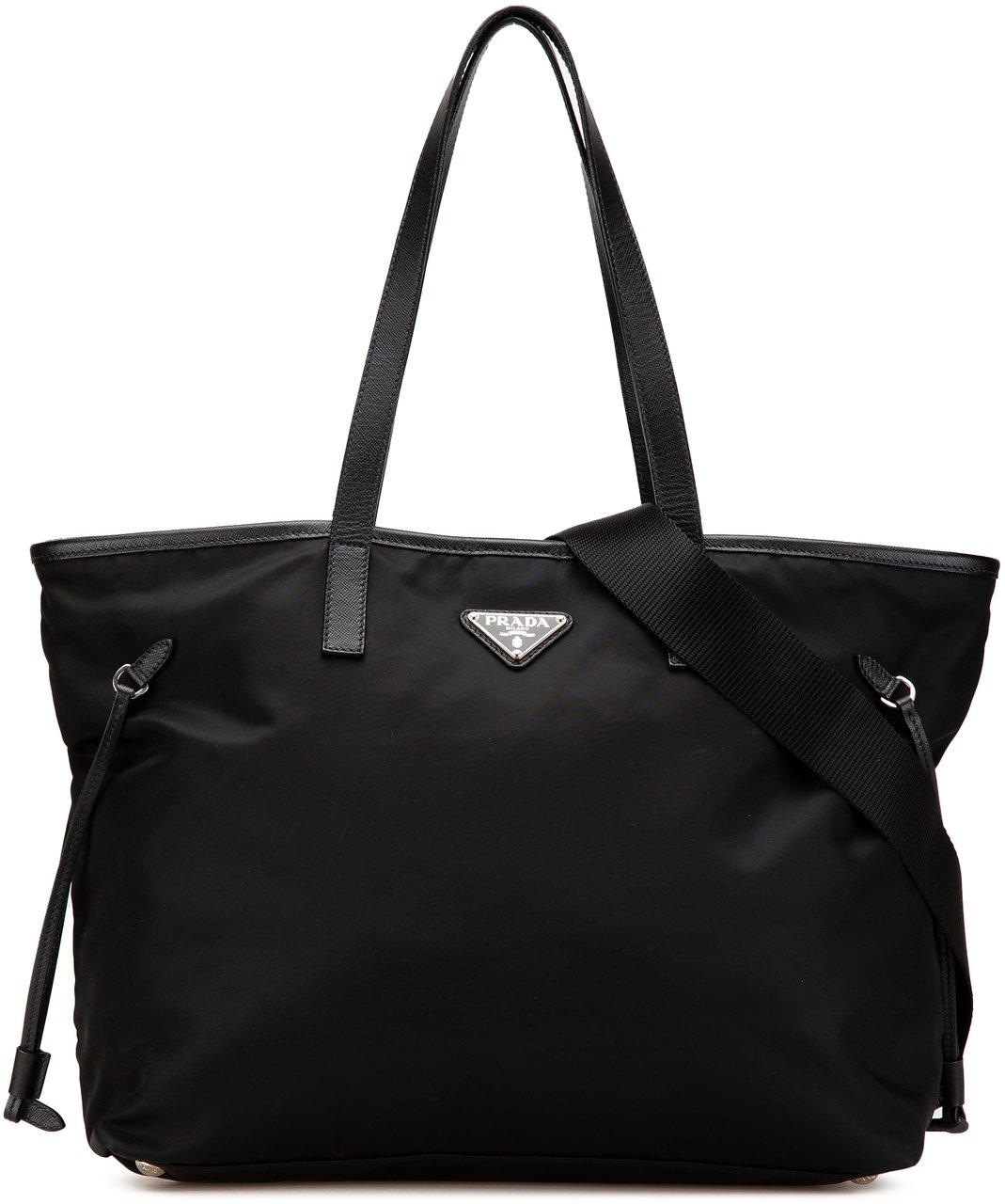 Prada Tessuto Saffiano Trimmed Open Convertible Tote Zwart