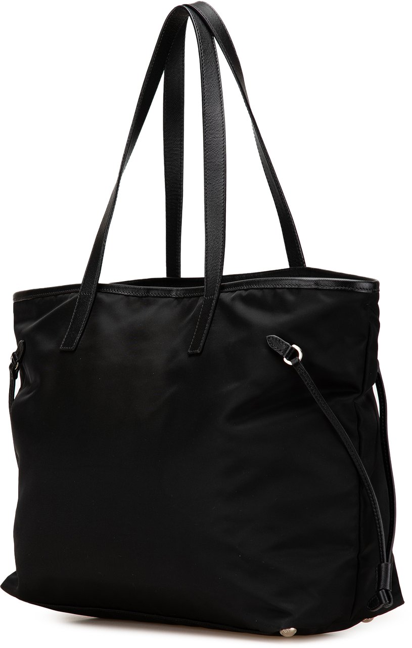 Prada Tessuto Saffiano Trimmed Open Convertible Tote Zwart