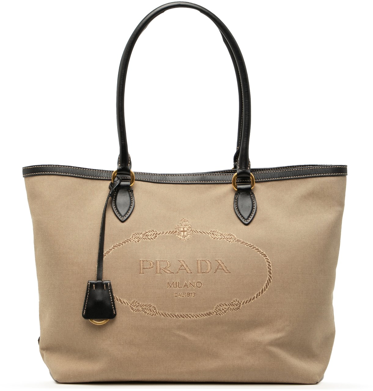 Prada Canvas Canapa Logo Tote Bruin