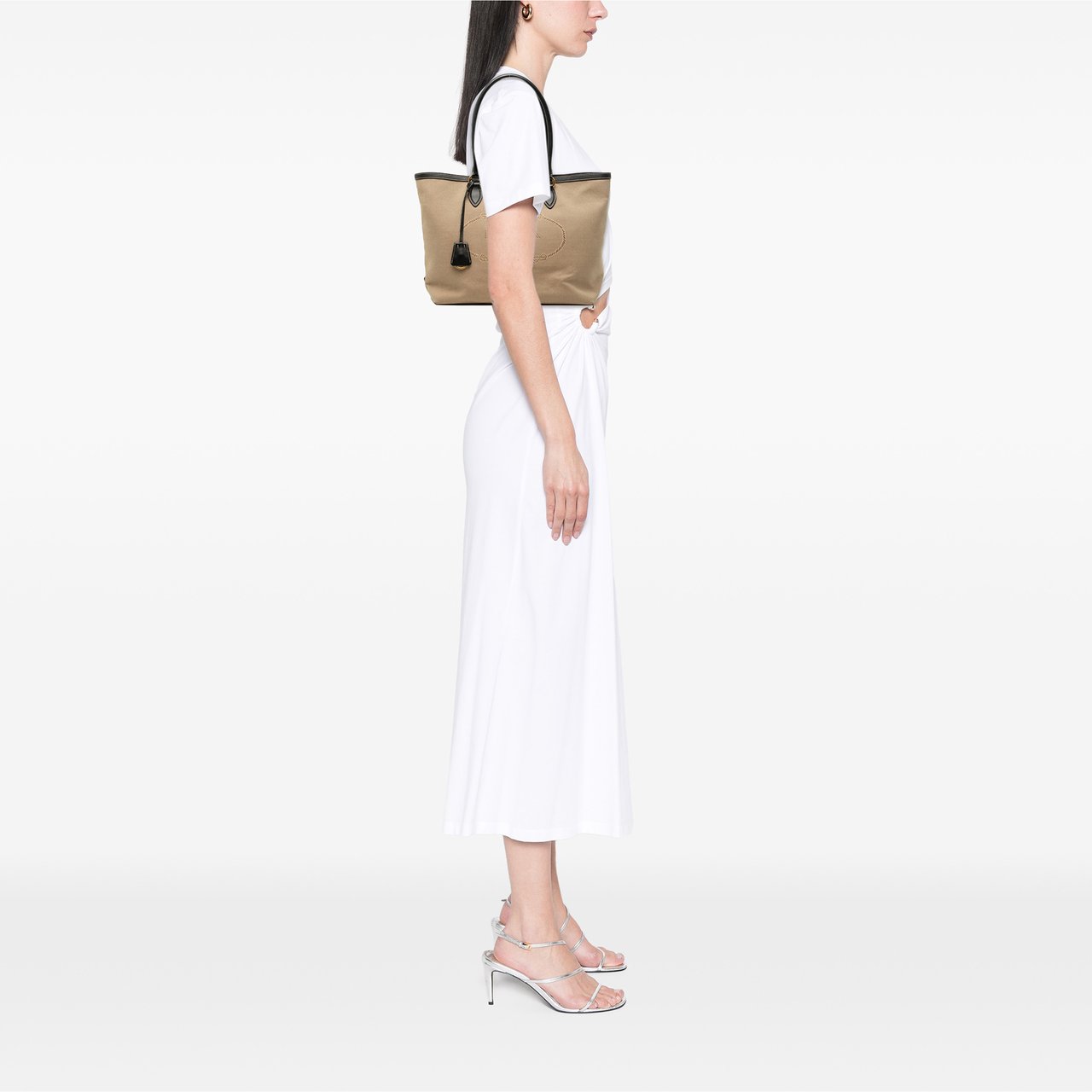 Prada Canvas Canapa Logo Tote Bruin