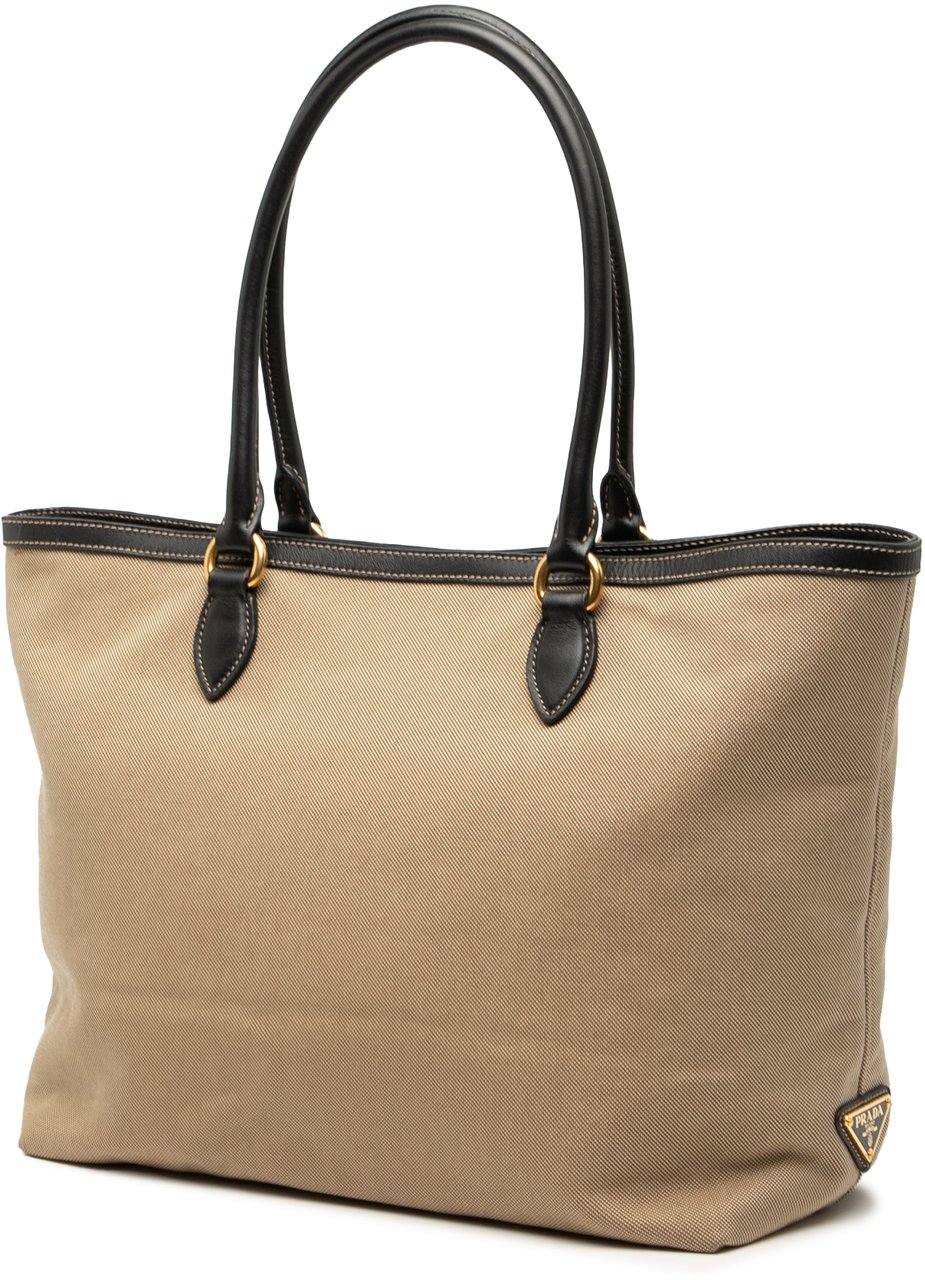 Prada Canvas Canapa Logo Tote Bruin