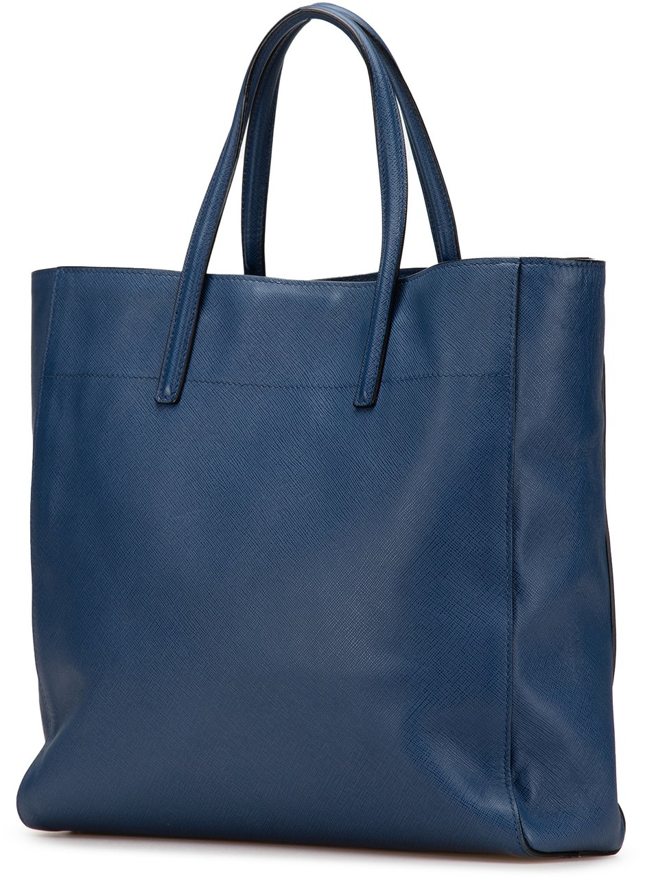 Prada Saffiano Soft Tote Blauw